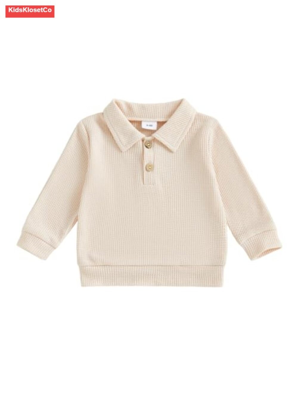 Baby Boy Waffle Knit Long Sleeve Polo Sweatshirt Fall Outfit